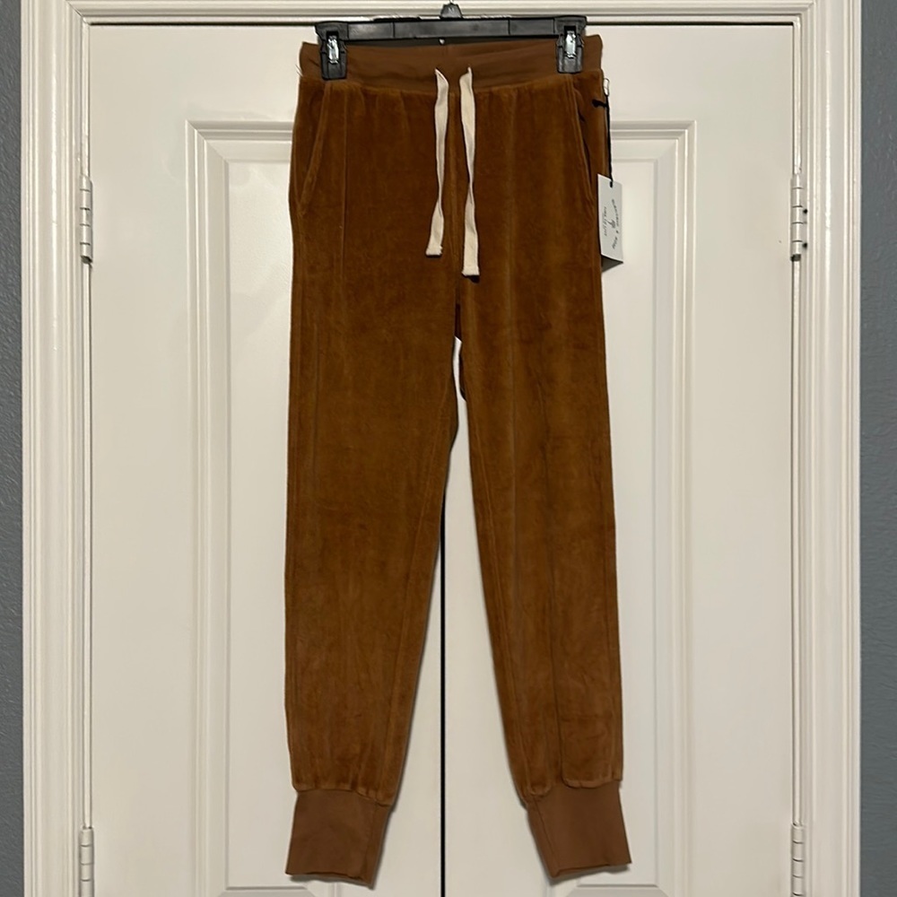 NWT Electric and Rose Brown velour joggers, size XS